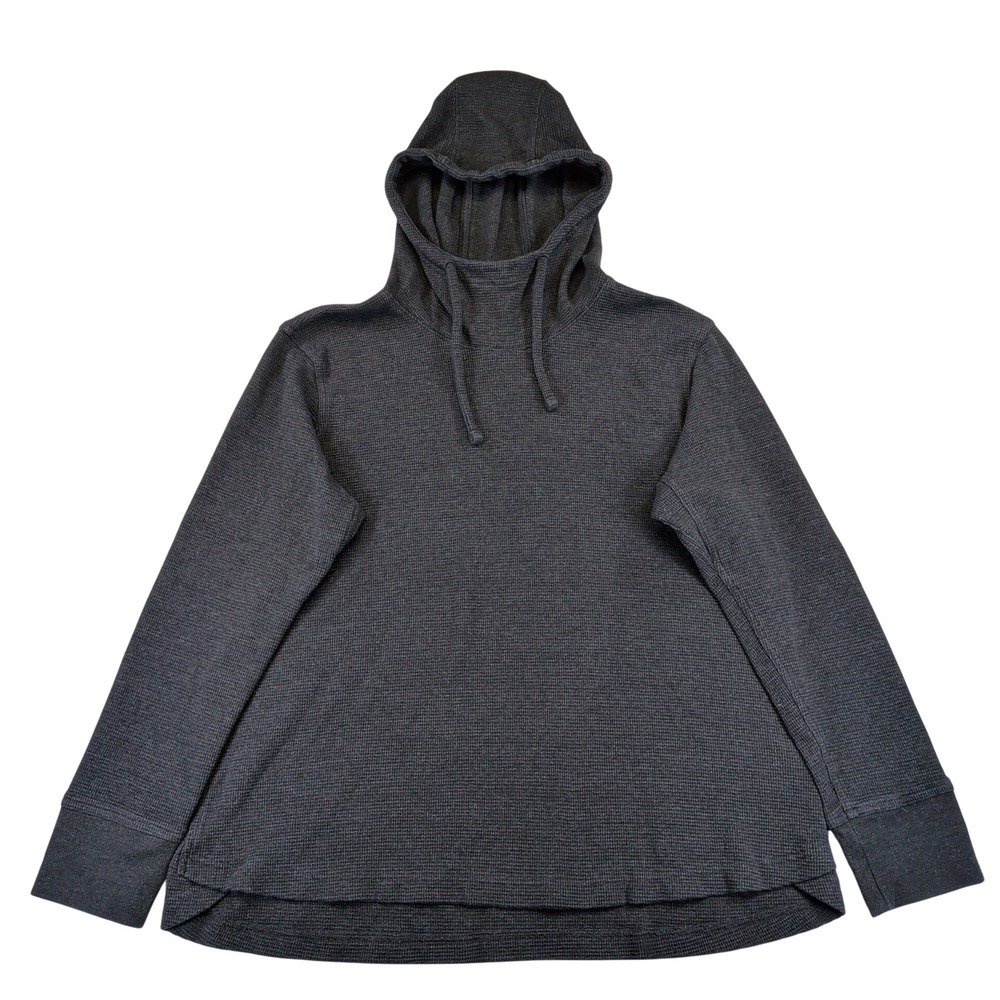 Duluth Trading Co Burly Thermal Long Sleeve Hoodie Black XXL 80260 Waffle Knit
